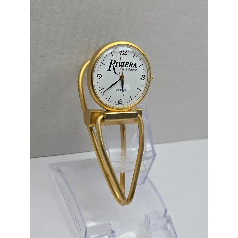Vintage Riviera Hotel Casino Las Vegas Gold Tone Money Clip Watch New Battery